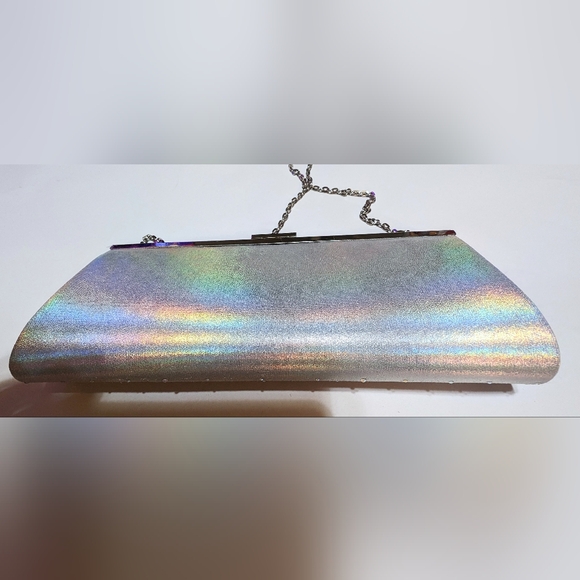INC International Concepts Carolyn Ombre Clutch Silver Chain Shoulder Rhinestone - Picture 3 of 13